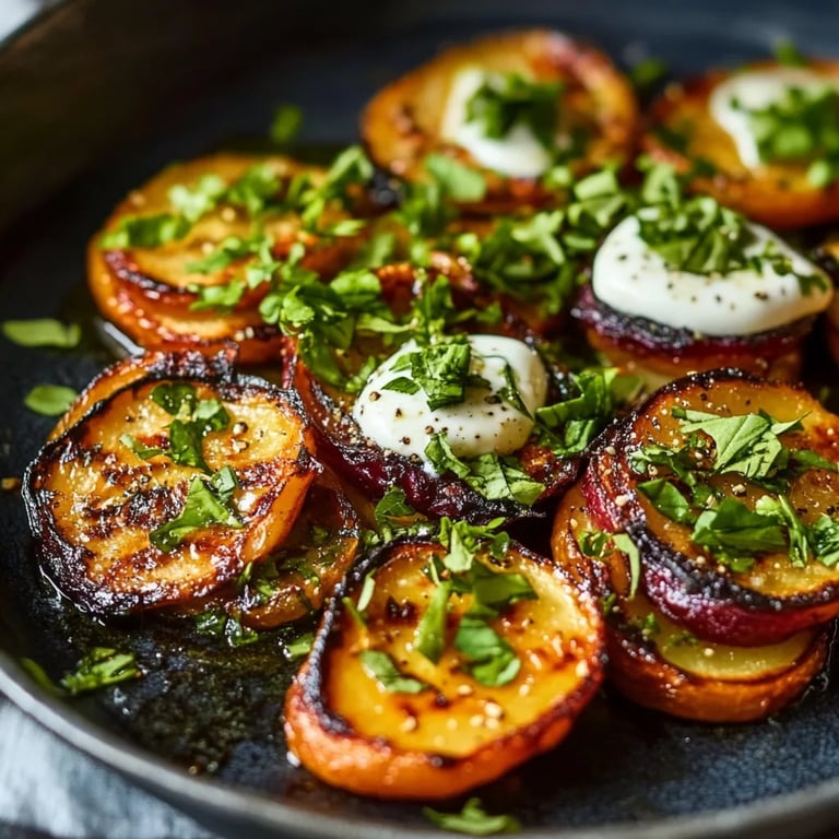 Überbackene Süßkartoffelscheiben