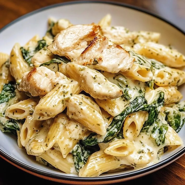 Frischkäse Spinat Hähnchen Pasta