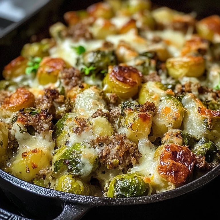 Rosenkohl-Auflauf mit Kartoffeln und Hackfleisch