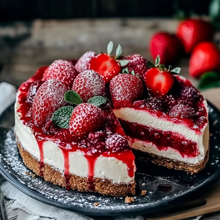 Roter Samt Erdbeer-Käsekuchen