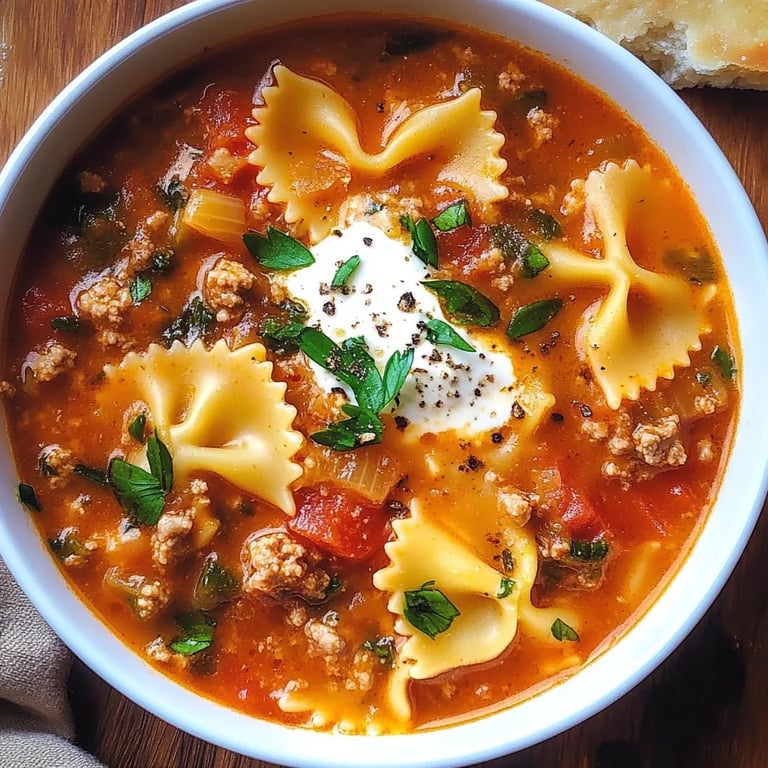 Homemade Lasagna Soup With Bow Tie Pasta