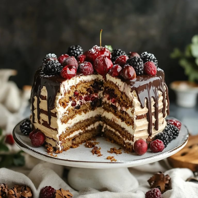 LEBKUCHEN-TORTE mit Kirschen und Mascarponecreme