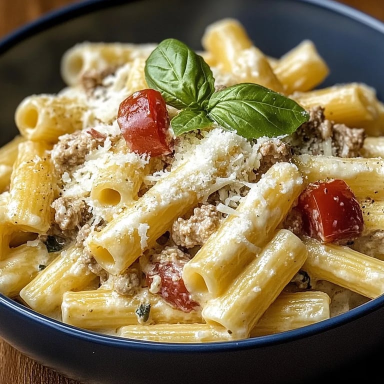 Rigatoni in Hack-Feta-Creme