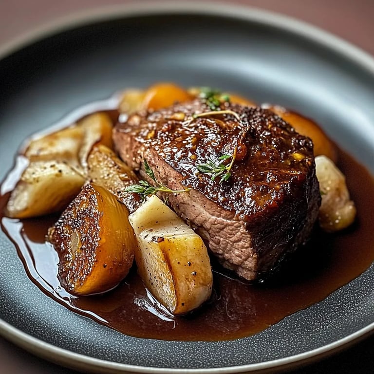 Rinderbrust in Balsamico-Zwiebelsauce