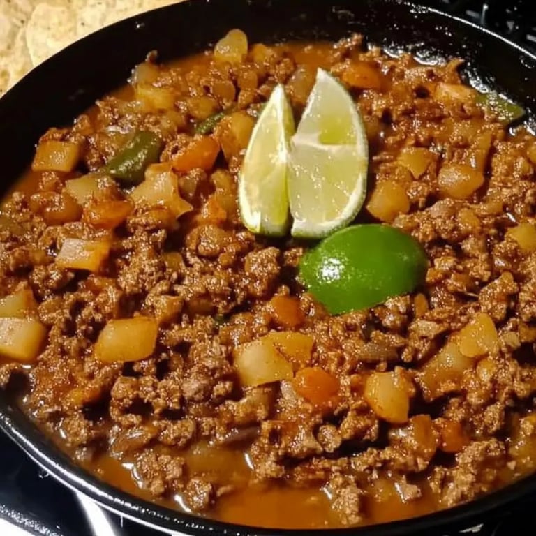 Homemade Picadillo with Flour Tortillas