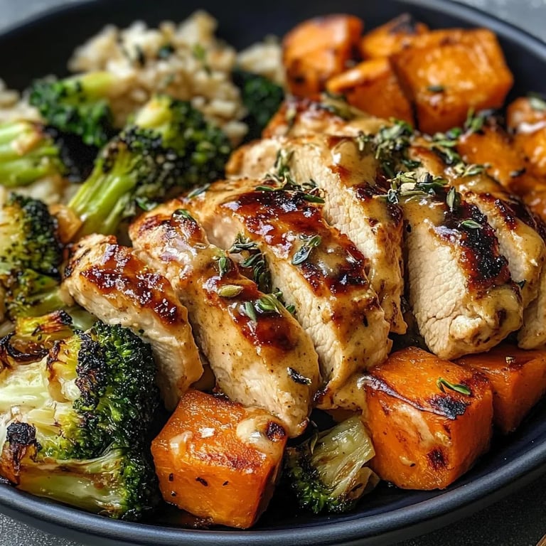 Maple Dijon Chicken & Sweet Potato Bowls