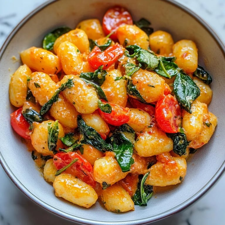 Schnelle Gnocchi-Pfanne mit Tomate & Spinat