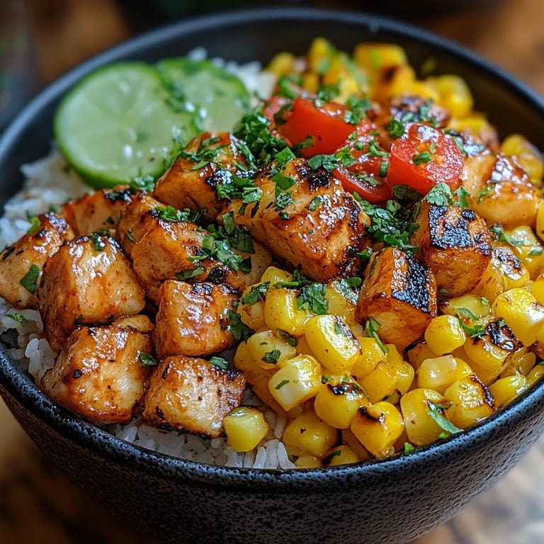 Bol de Arroz con Pollo y Maíz Callejero: Una Increíble Receta Última