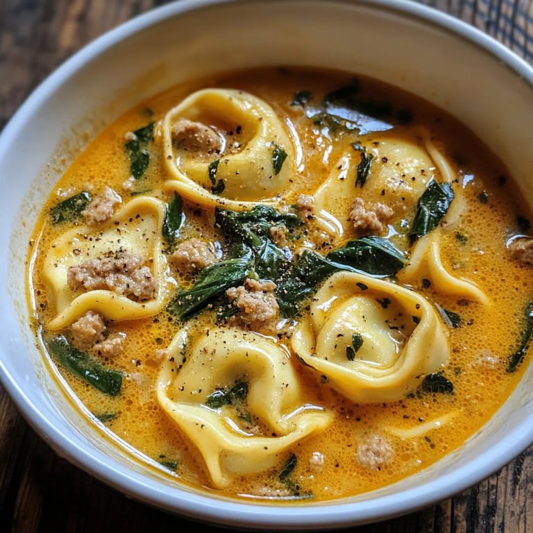 Sausage Tortellini Soup w/ Spinach