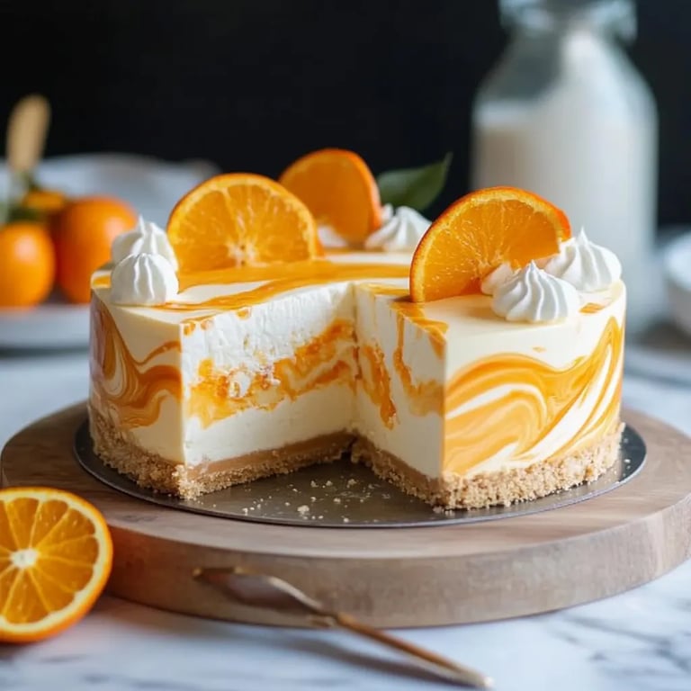 No-Bake Creamsicle Cheesecake – Orange & Vanilla Swirl Delight!
