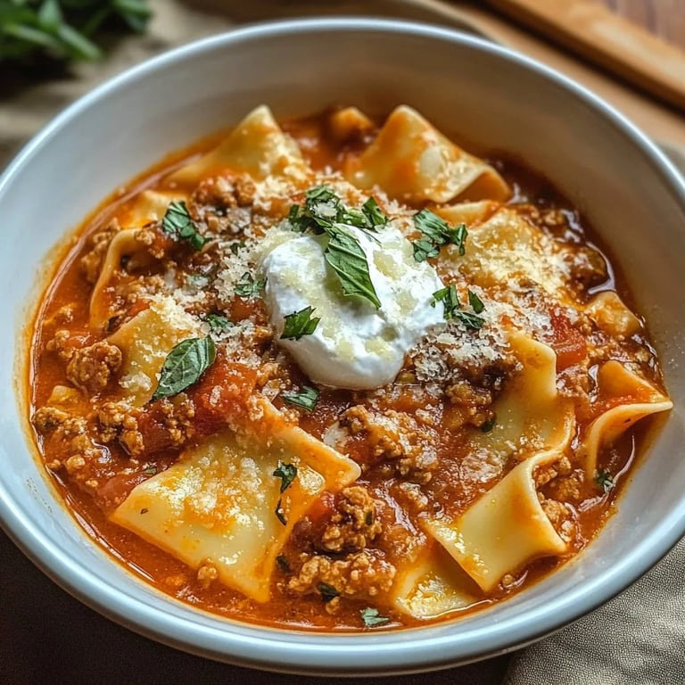 Spicy but Comforting Lasagna Soup for Chilly Nights