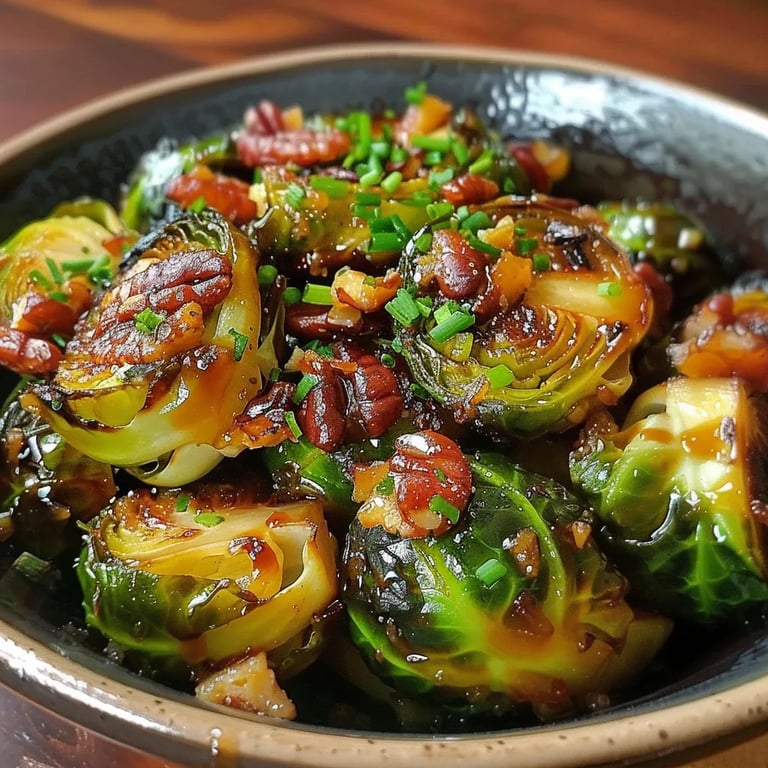 Ahornsirup-Rosenkohl mit Pekannüssen