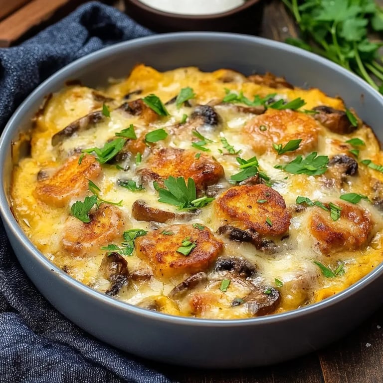 Schnitzel-Gratin mit Curry und Champignons