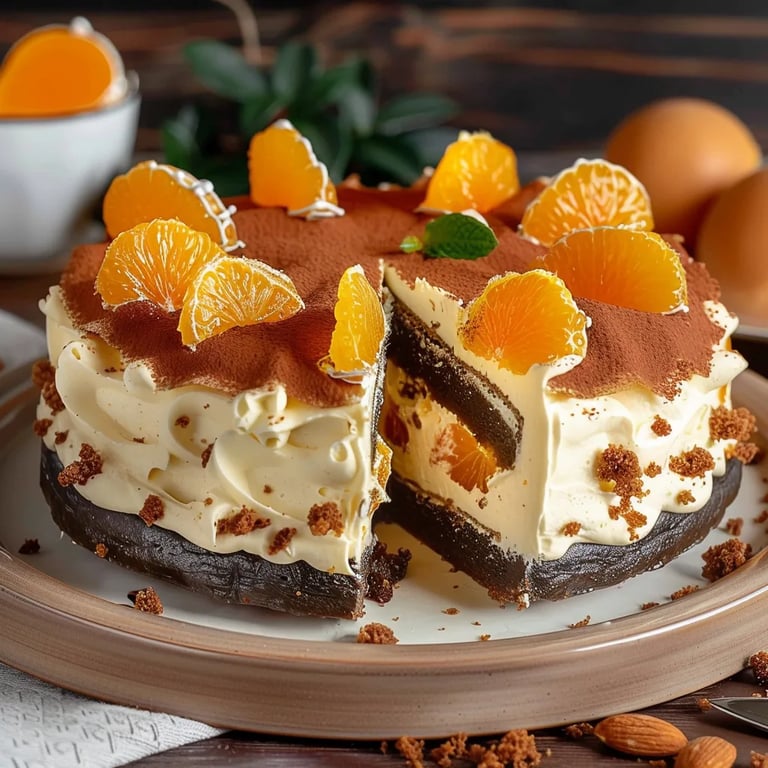 Lebkuchen-Torte mit Paradiescreme und Mandarinen