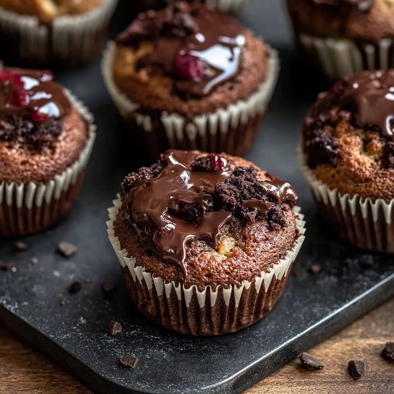 Kirsch-Schokoladen-Muffins mit cremiger Füllung