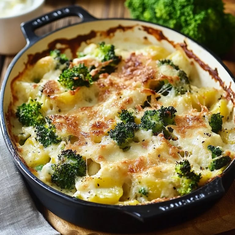 Brokkoli-Kartoffel-Gratin mit Schinken
