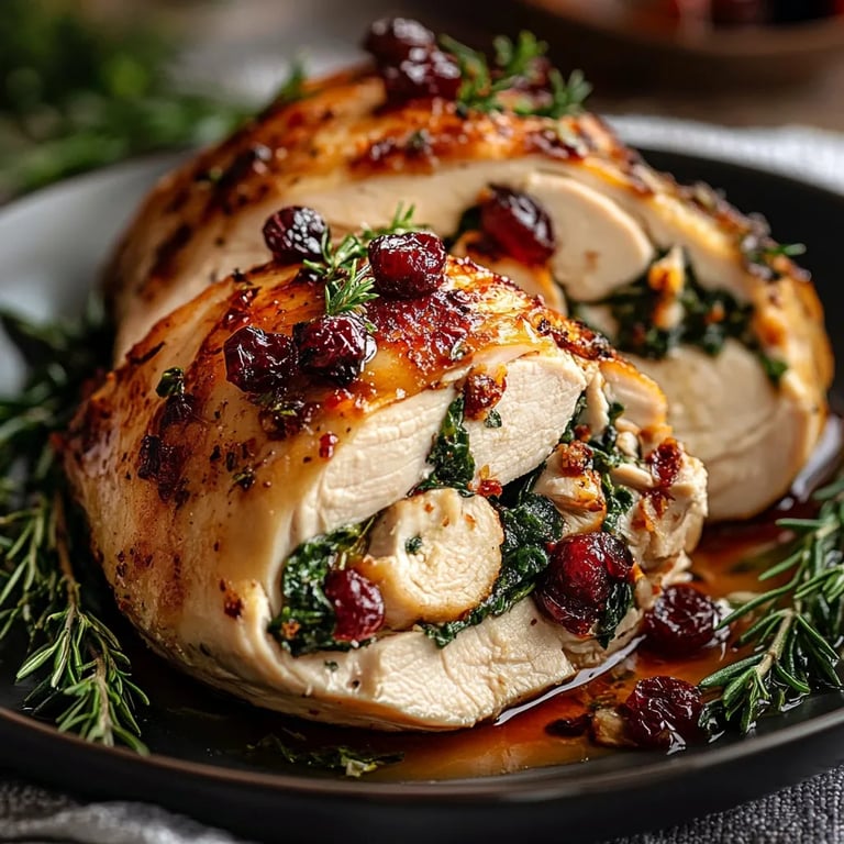 Spinach & Cranberry Stuffed Chicken Breasts