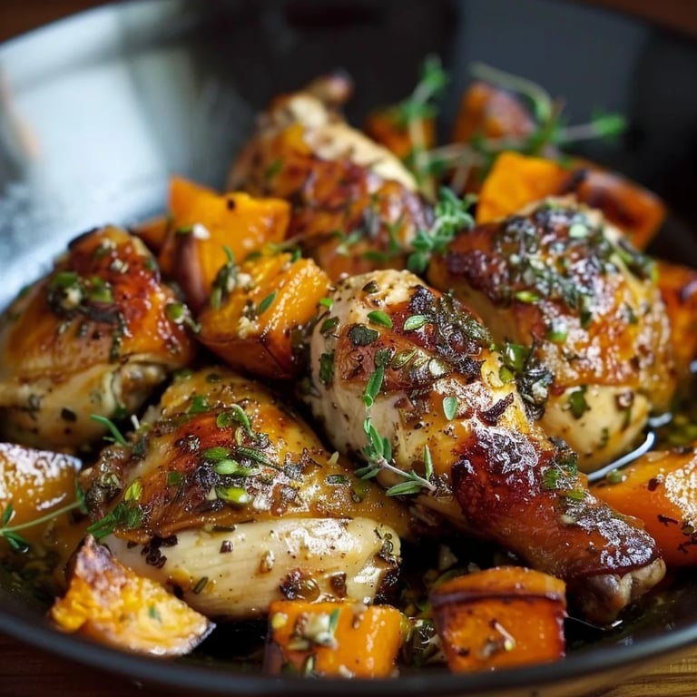 Maple Glazed Chicken with Roasted Sweet Potatoes