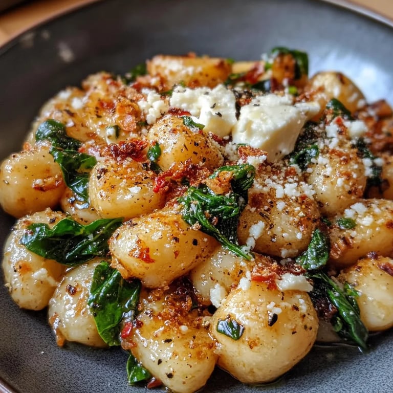 Cremige Gnocchi mit Spinat und Feta