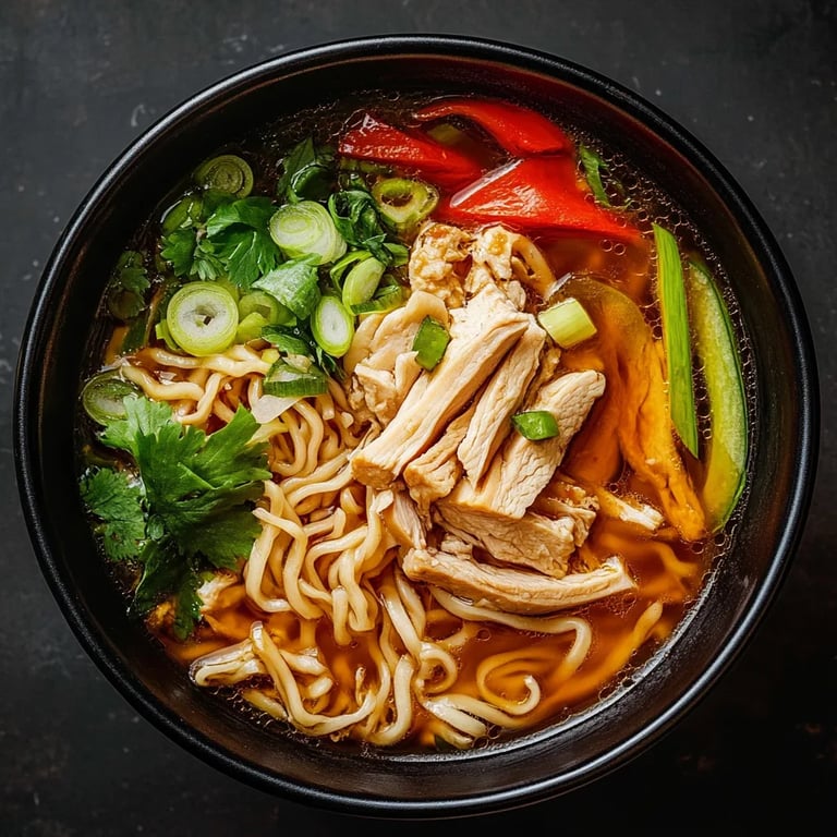Spicy Chinese Chicken Noodle Soup with Sichuan Flavor