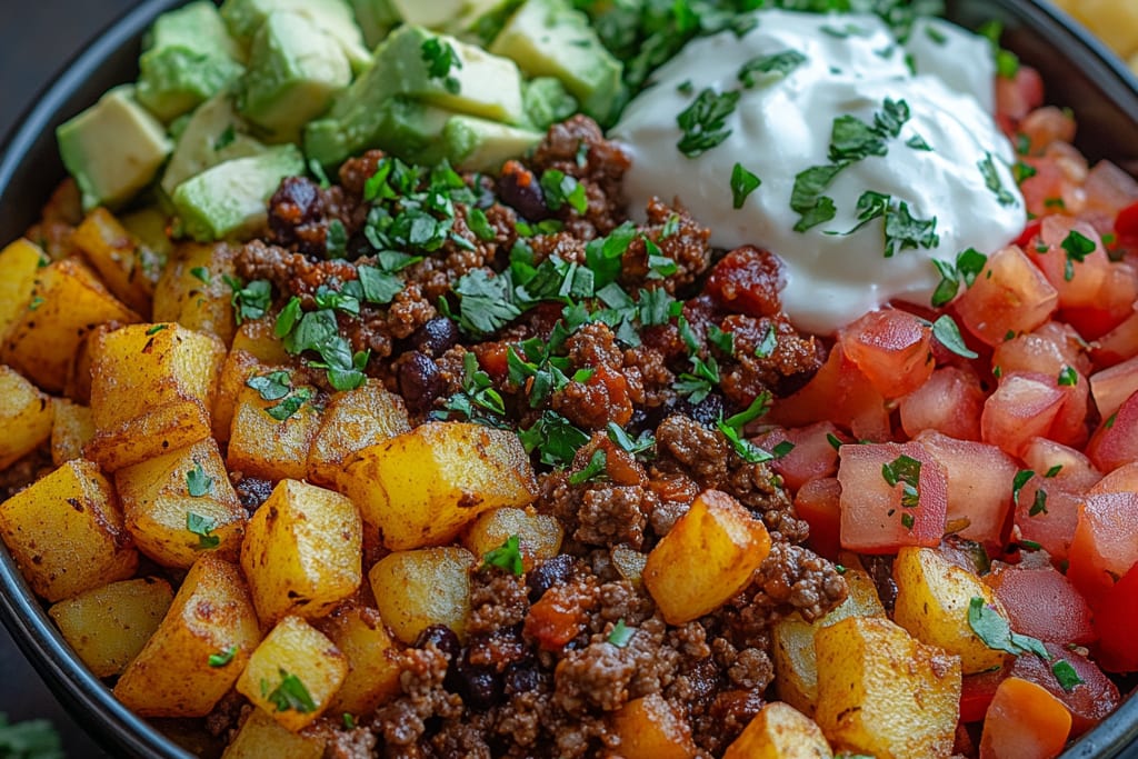 Taco-Schüssel mit Hackfleisch und Kartoffeln: Ein Unglaubliches Ultimatives Rezept