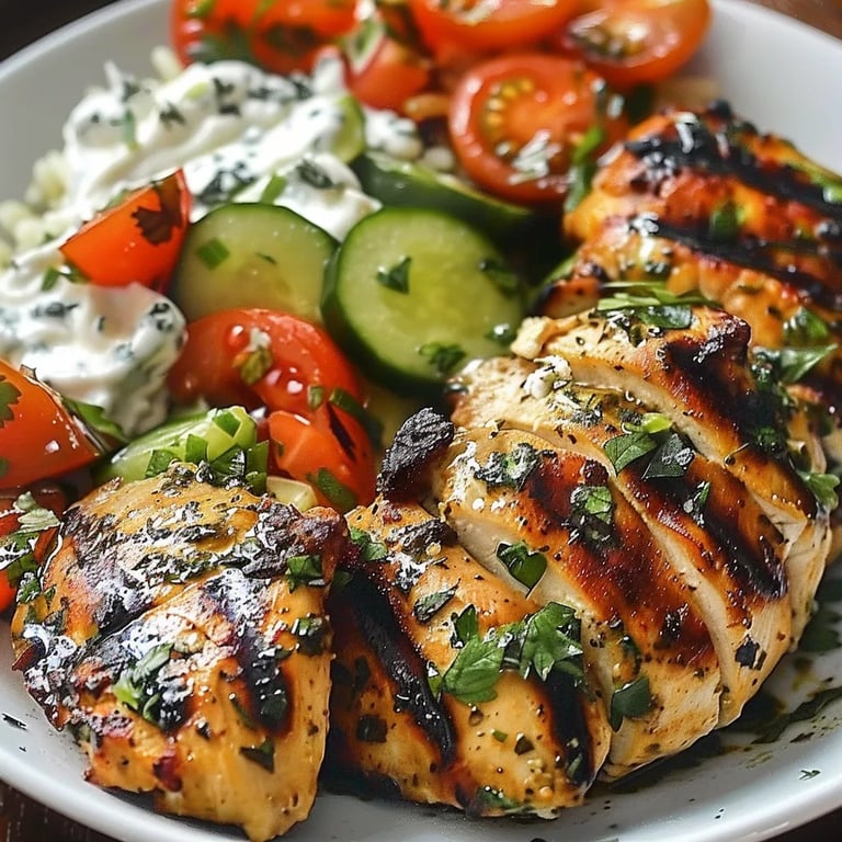 Tazones refrescantes de pollo con tzatziki