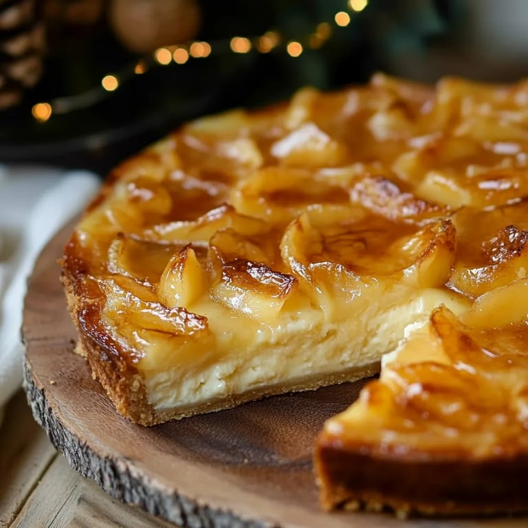 Weihnachtlicher Käsekuchen mit Bratapfel