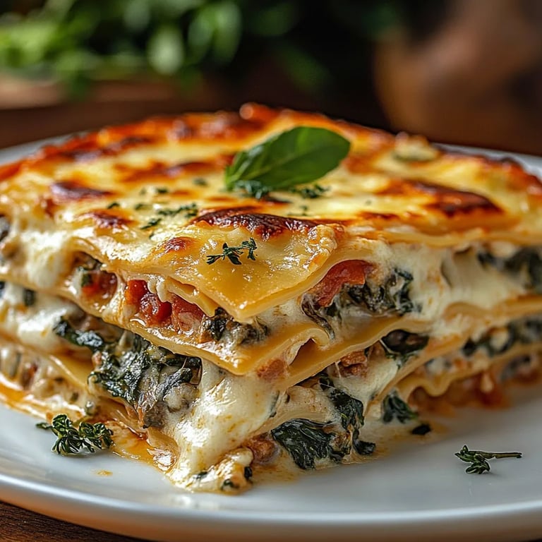 Cremige Spinat-Pilzlasagne