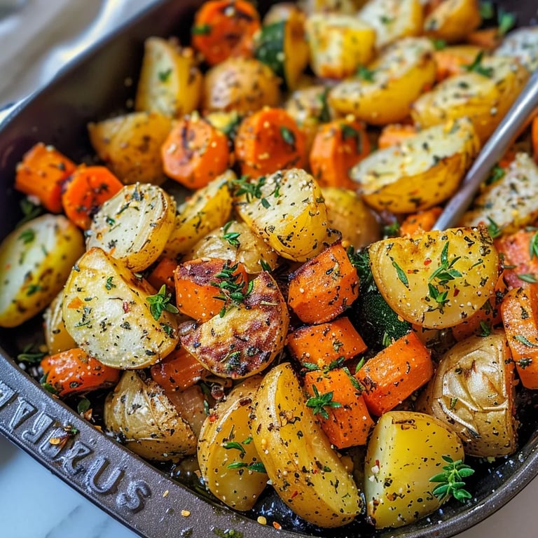 Garlic Herb Roasted Potatoes, Carrots, and Zucchini