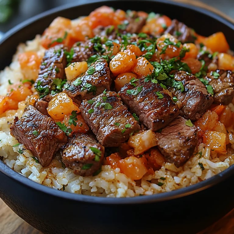 Riz crémeux au queso avec des lanières de steak juteuses : Une Recette Incroyable Ultime