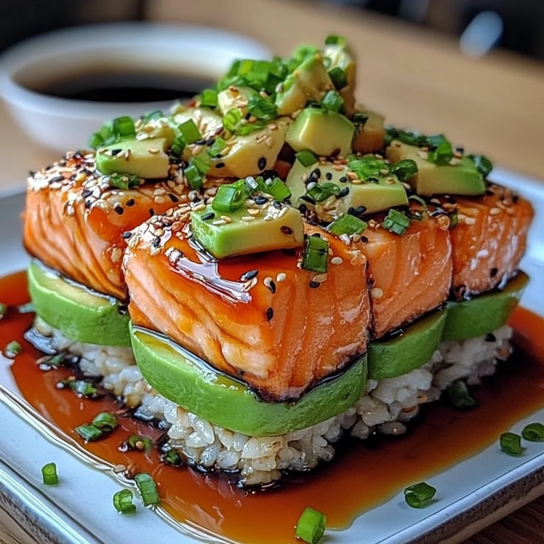 Teriyaki Salmon Avocado Rice Stack: An Incredible Ultimate Recipe