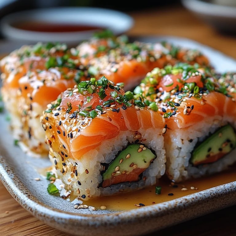 <p>Knuspriger Reissushi mit geräuchertem Lachs und Bang-Bang-Sauce: Ein Unglaubliches Ultimatives Rezept</p>