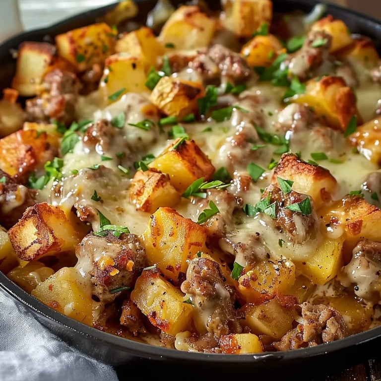 One-Pan Cheesy Meat & Potato Skillet