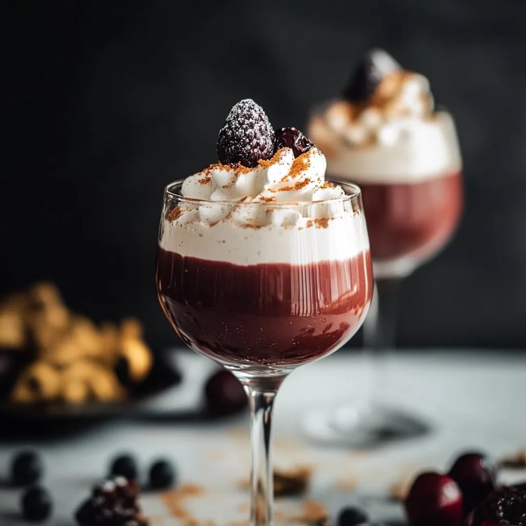 Rotweinmousse Mit Glühkirschen Und Baiserhaube