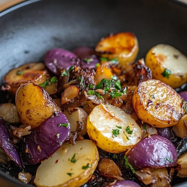 Rotkohl-Pfanne mit Kartoffeln