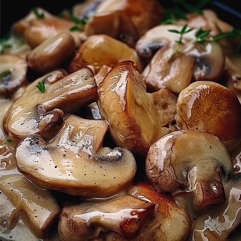 Émincés de Poulet Moutarde Lardons Champignons