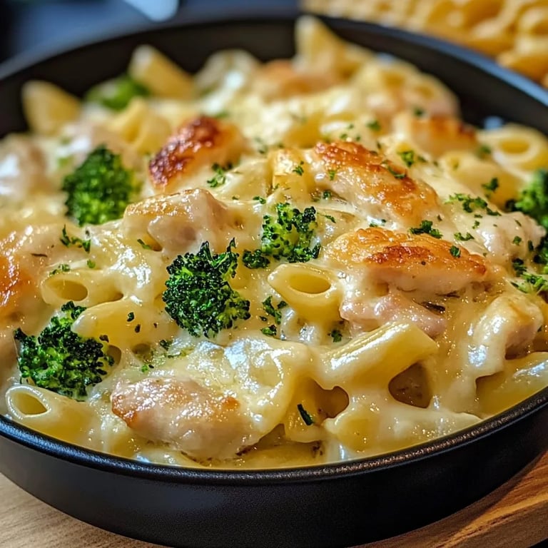 Cremige Hähnchen Brokkoli Pasta