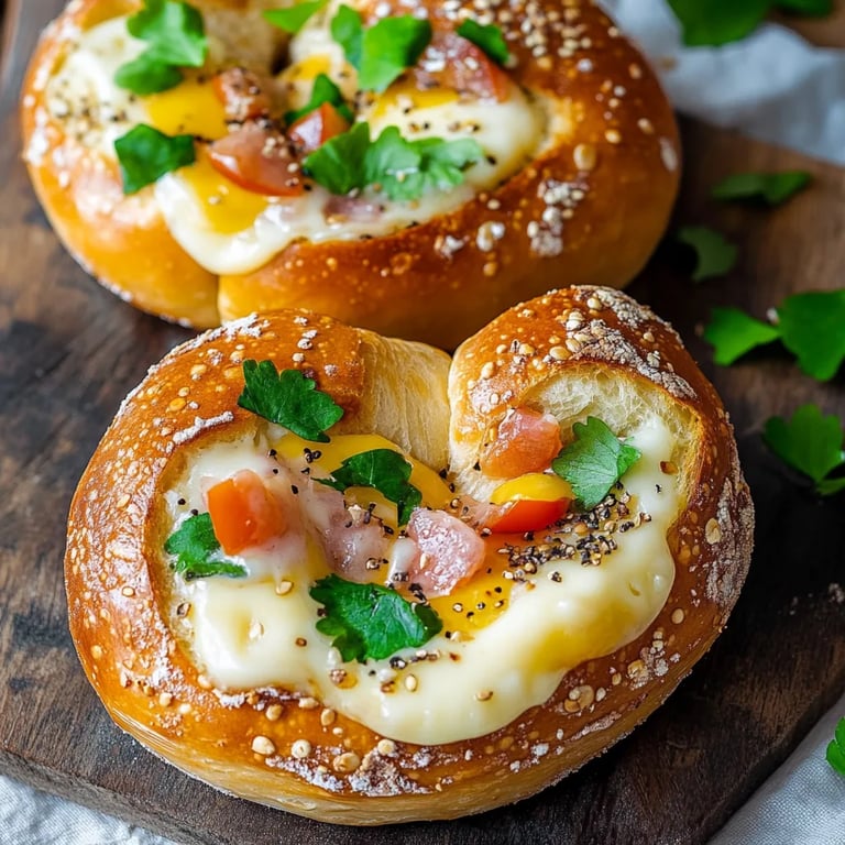 Gefüllte Brezeln mit Schmand, Schinken & Käse