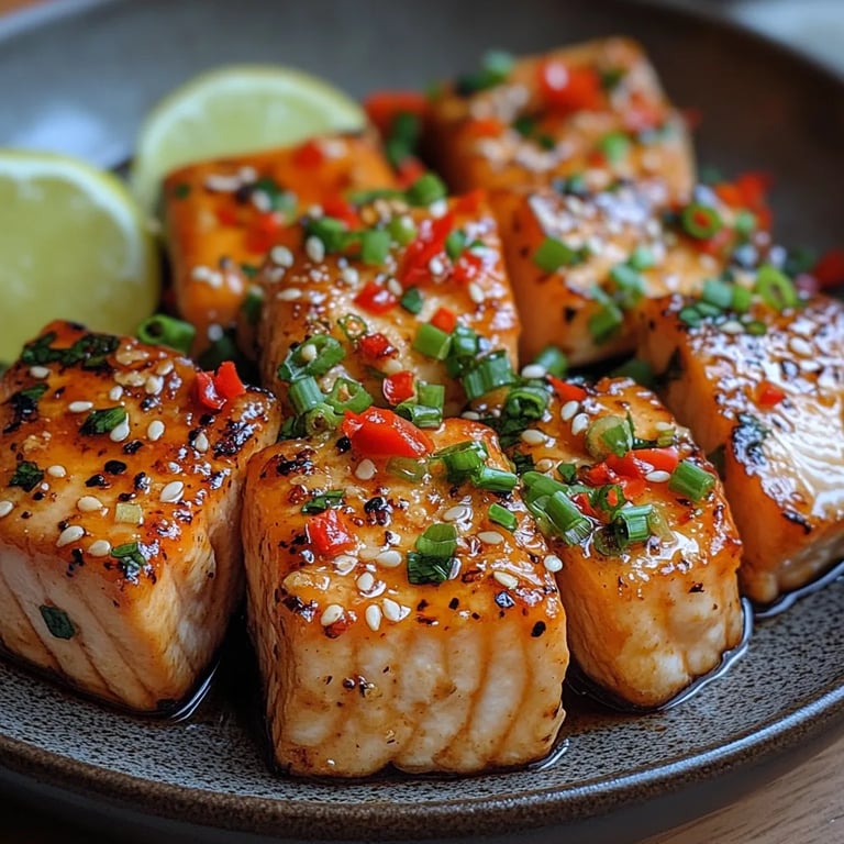 Bocados de Salmón en Freidora de Aire con Salsa Dulce Picante Tailandesa: Una Increíble Receta Fácil