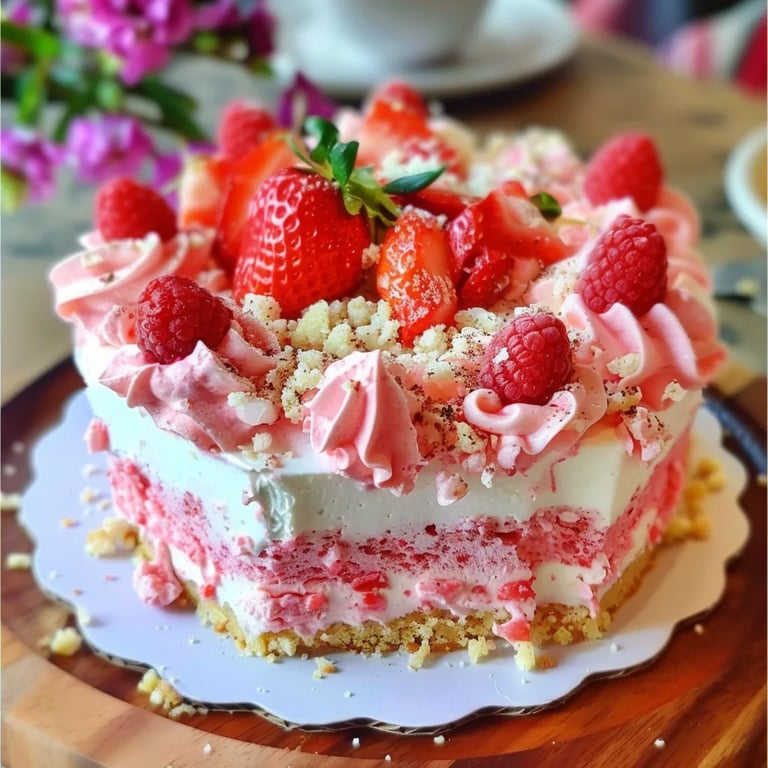 Strawberry Crunch Poke Cake