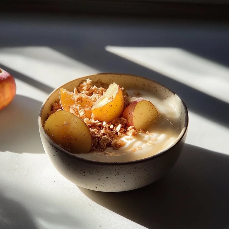 Bratapfel Crumble auf Zimtcreme