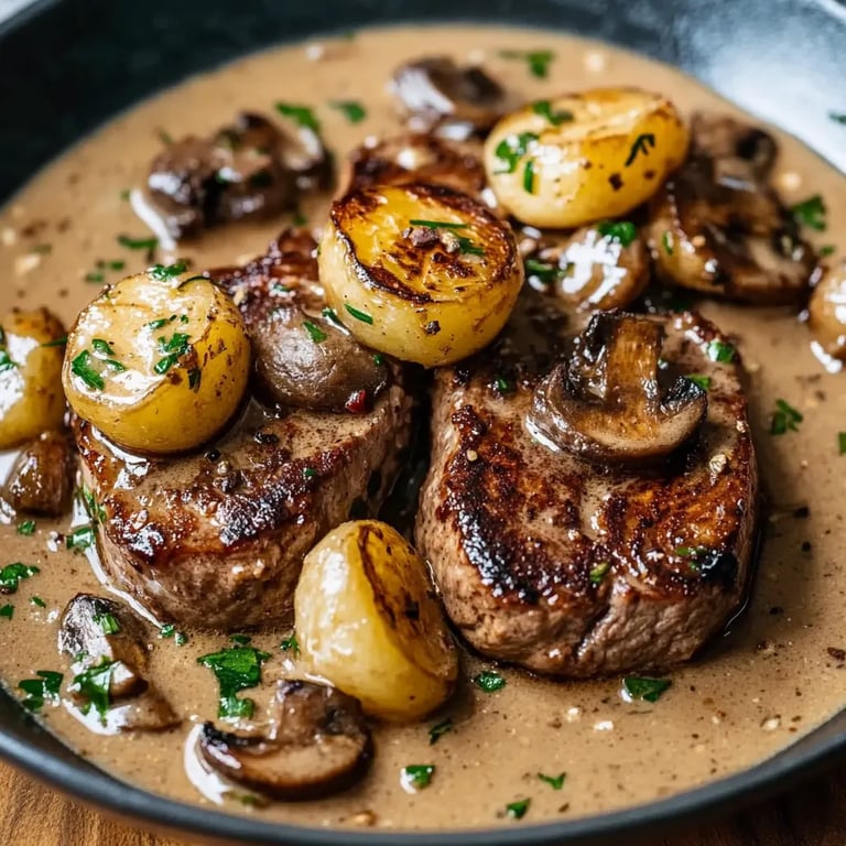 Rinderfilet mit Steinpilzen in cremiger Sauce
