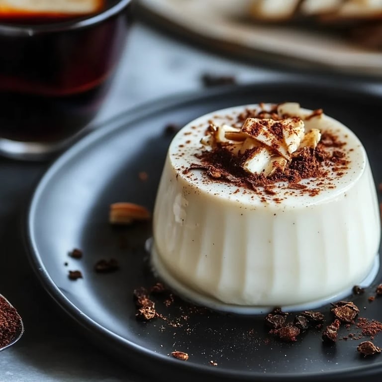 Weiße Kaffee Panna Cotta mit Gewürz-Pflaumen