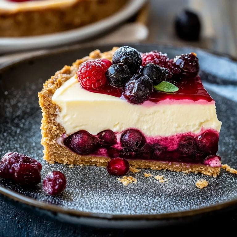 Spekulatius-Käsekuchen mit Glühweinbeeren