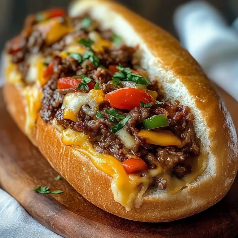 Cheesesteak gefülltes Knoblauchbrot