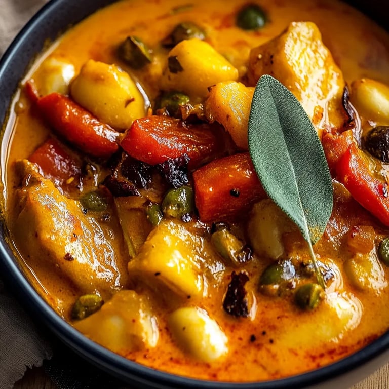 Kürbiscurry mit knusprigen Kichererbsen