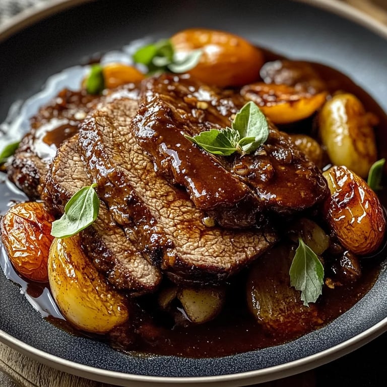 Rinderbrust in Balsamico-Zwiebelsauce