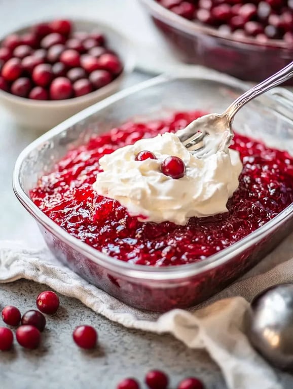 Cranberry Jello Salad with Cream Cheese Topping
