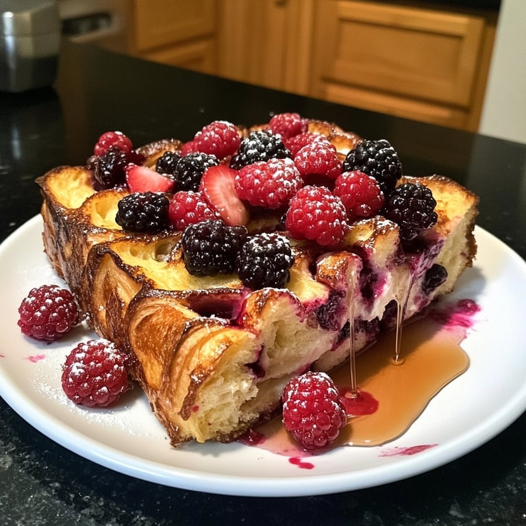 Festive Berry Croissant French Toast Bake​