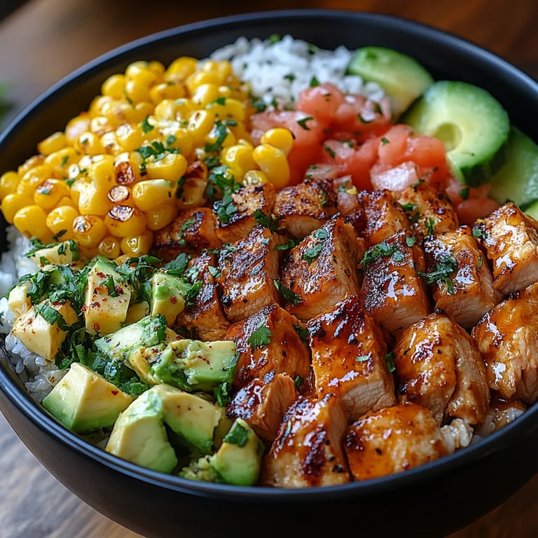 Tazón de Arroz con Pollo y Maíz Callejero: Una Increíble Receta Esencial
